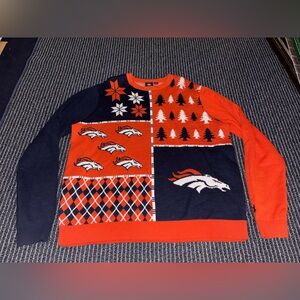 Denver Broncos Mens Ugly X-mas Holiday Festive Christmas Sweater Size 2XL XXL